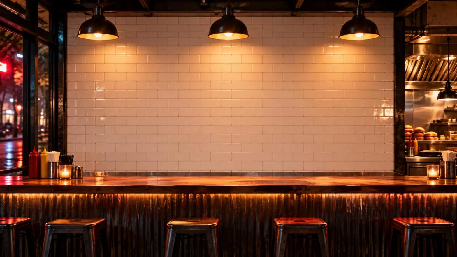 Burger restaurant wall